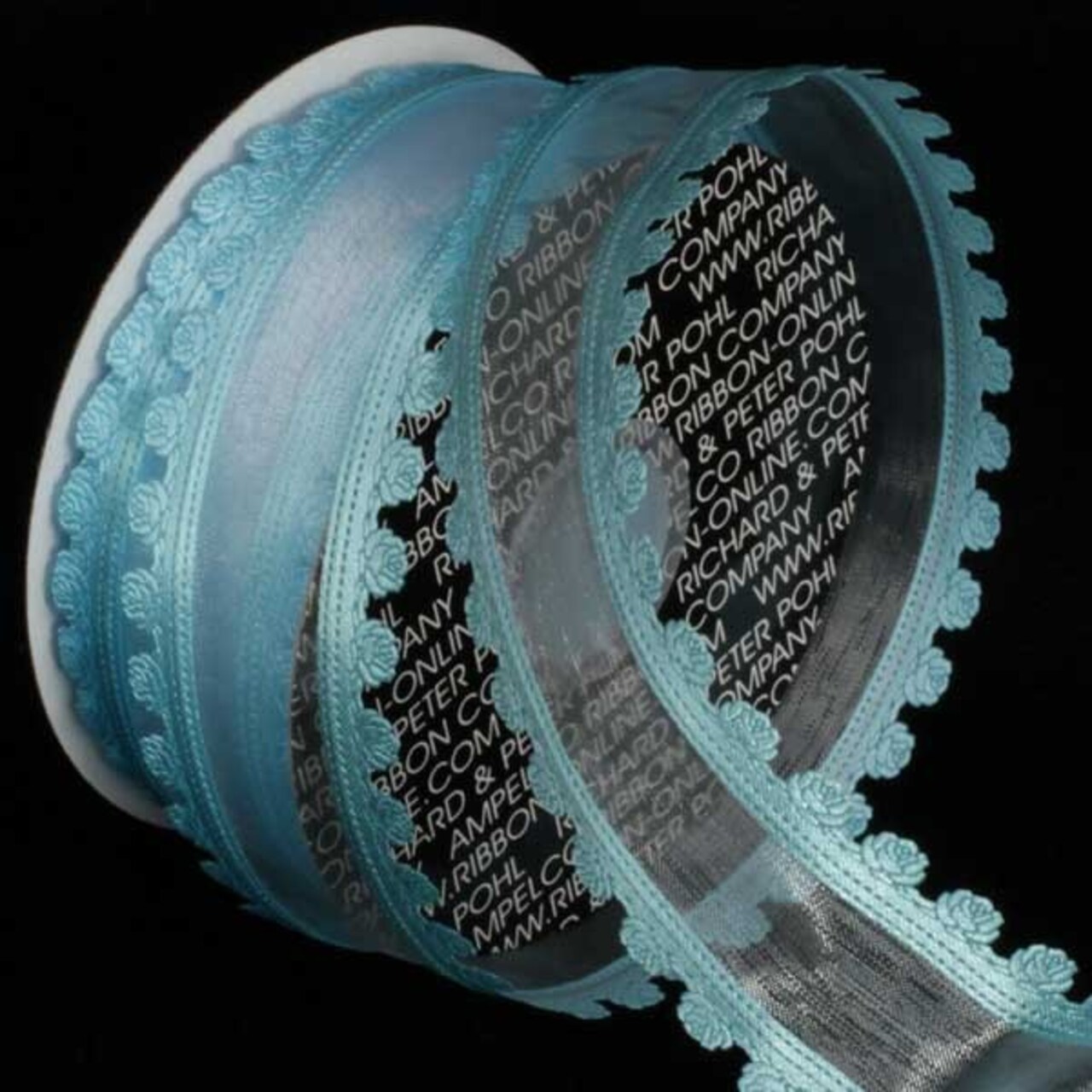 The Ribbon People Turquoise Blue Floral Edge Wired Craft Ribbon 1.5" x 80 Yards